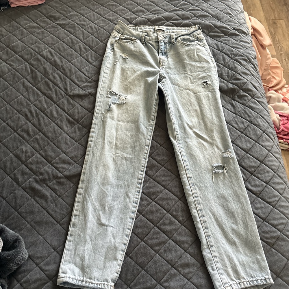 RSQ Blue Straight Leg Jeans Distressed Vintage Look